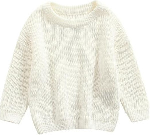 Baby Girl Boy Toddler Knit Sweater Cute Round Neck Long Sleeve Blouse Pullover Oversized Sweatshirt Warm Kids Tops